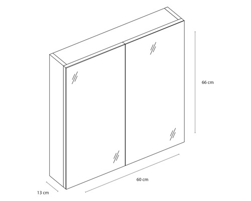 Somero spiegelkast, 60 cm, hoogglans wit