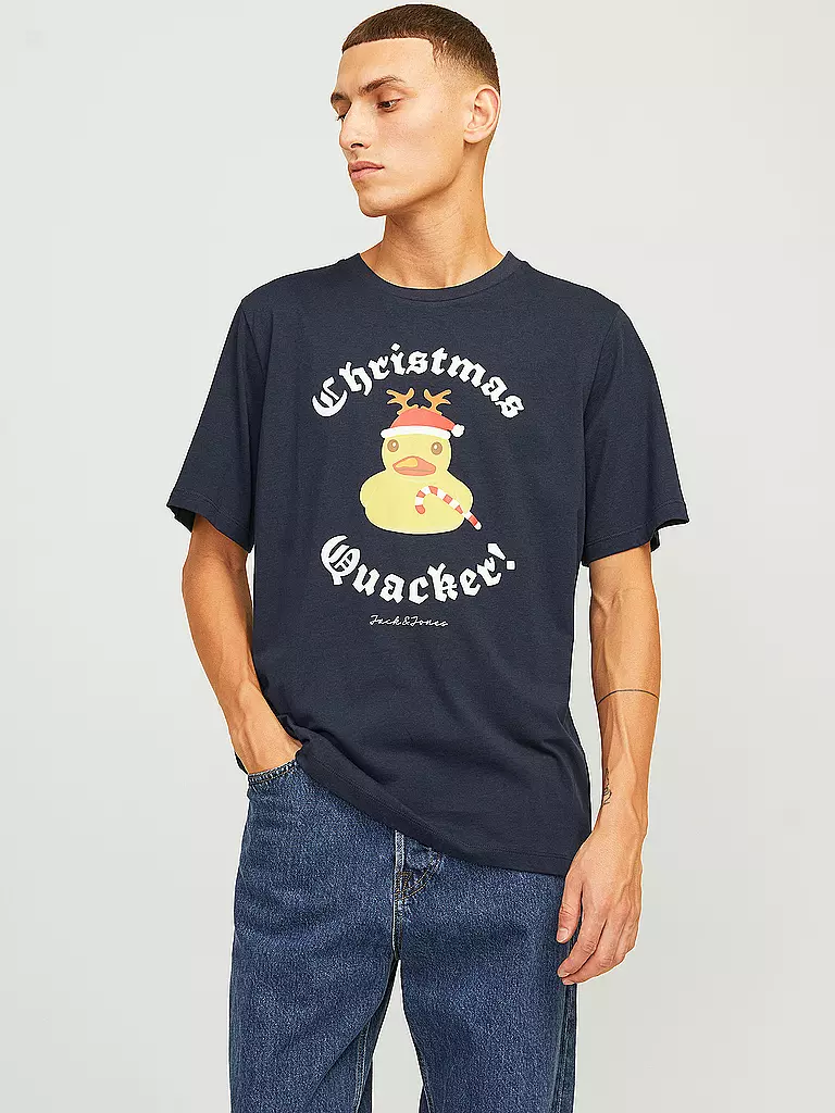 JACK & JONES T-Shirt JJXMAS dunkelblau