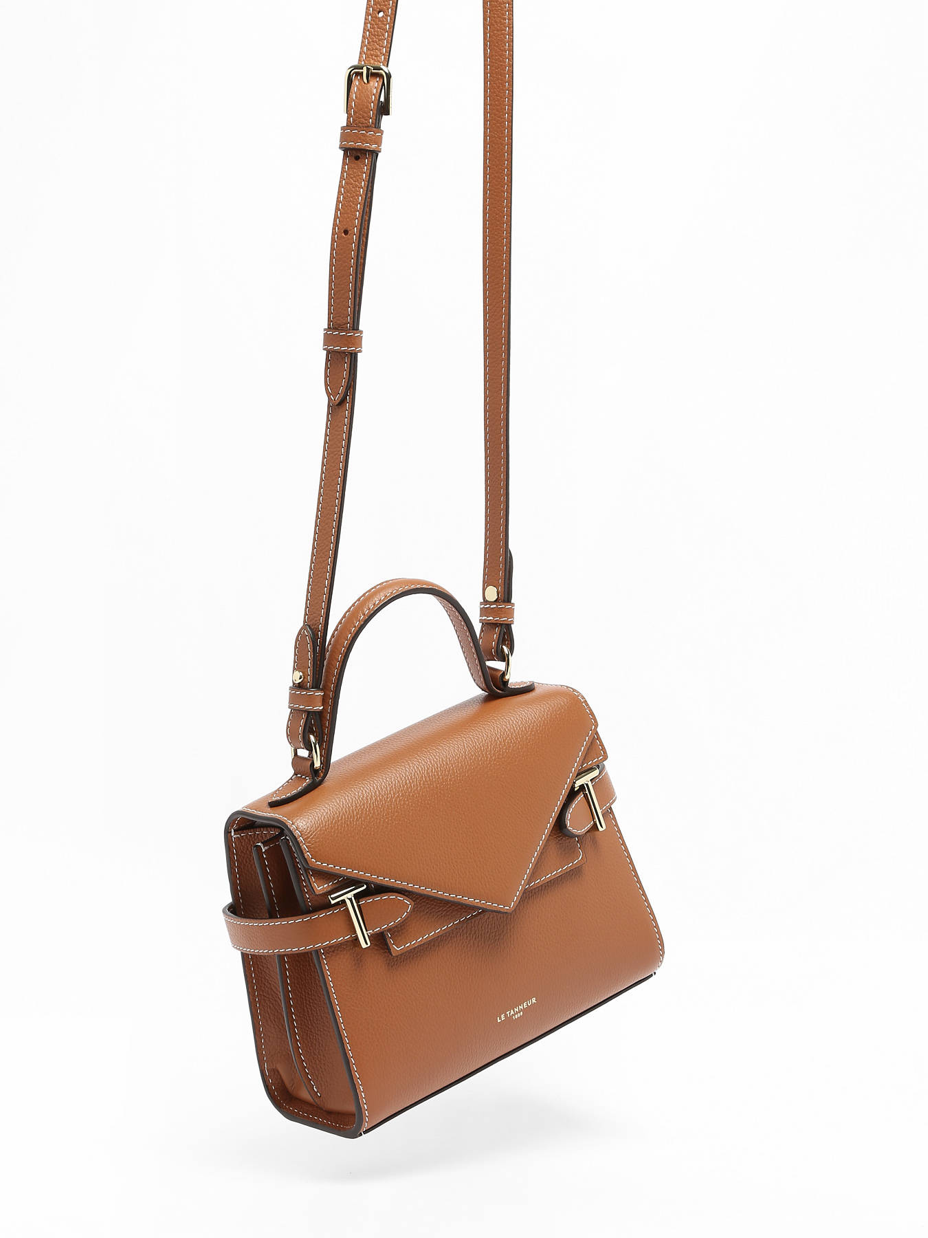 Sac bandoulire S double rabat Emilie cuir grain LE TANNEUR