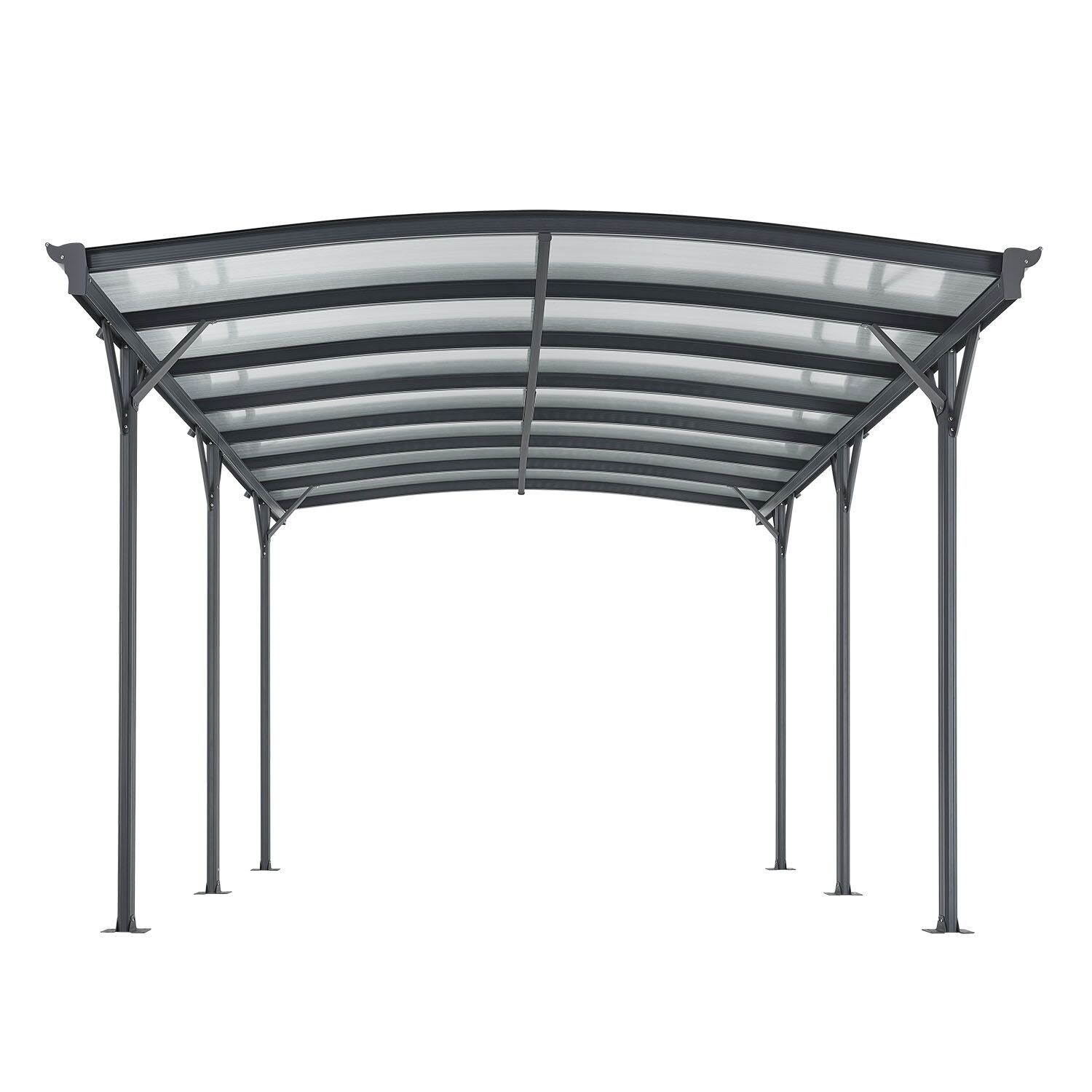 Juskys Carport mit Bogendach 5x3 m – freistehende Überdachung aus Aluminium mit Doppelstegplatten