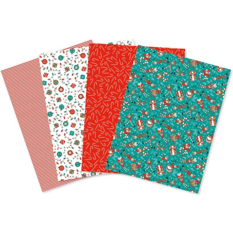 Assortiment de 4 papiers Foil Noël - Lutins - Assortiment