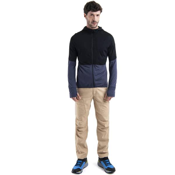 Veste polaire ski rando ICEBREAKER M MERINO 200 REALFLEECE DESCENDER LS ZIP H BLACK/ GRAPHITE/CB