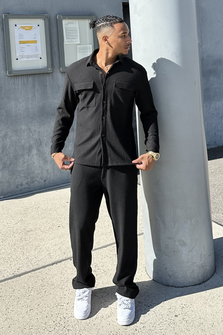 Ensemble 2 pièces chemise + pantalon noir