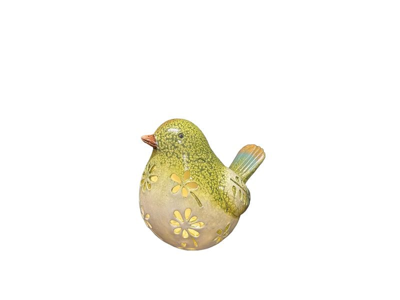 Dameco Solar Figur Vogel Grün LED Solar Figur aus Keramik