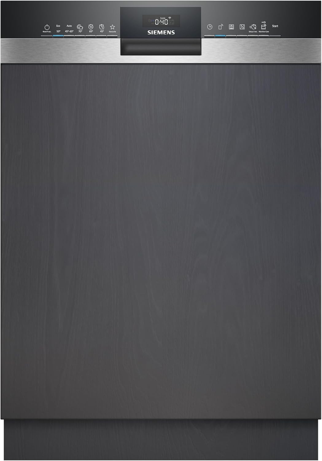Siemens SN53HS03TE iQ300, Geschirrspüler Teilintegriert 60 cm, Besteckkorb, smartStart, Programm-Assistent, Oberkorb höhenverstellbar, Bestätigte Hygieneleistung, aquaStop, Gebürsteter Stahl