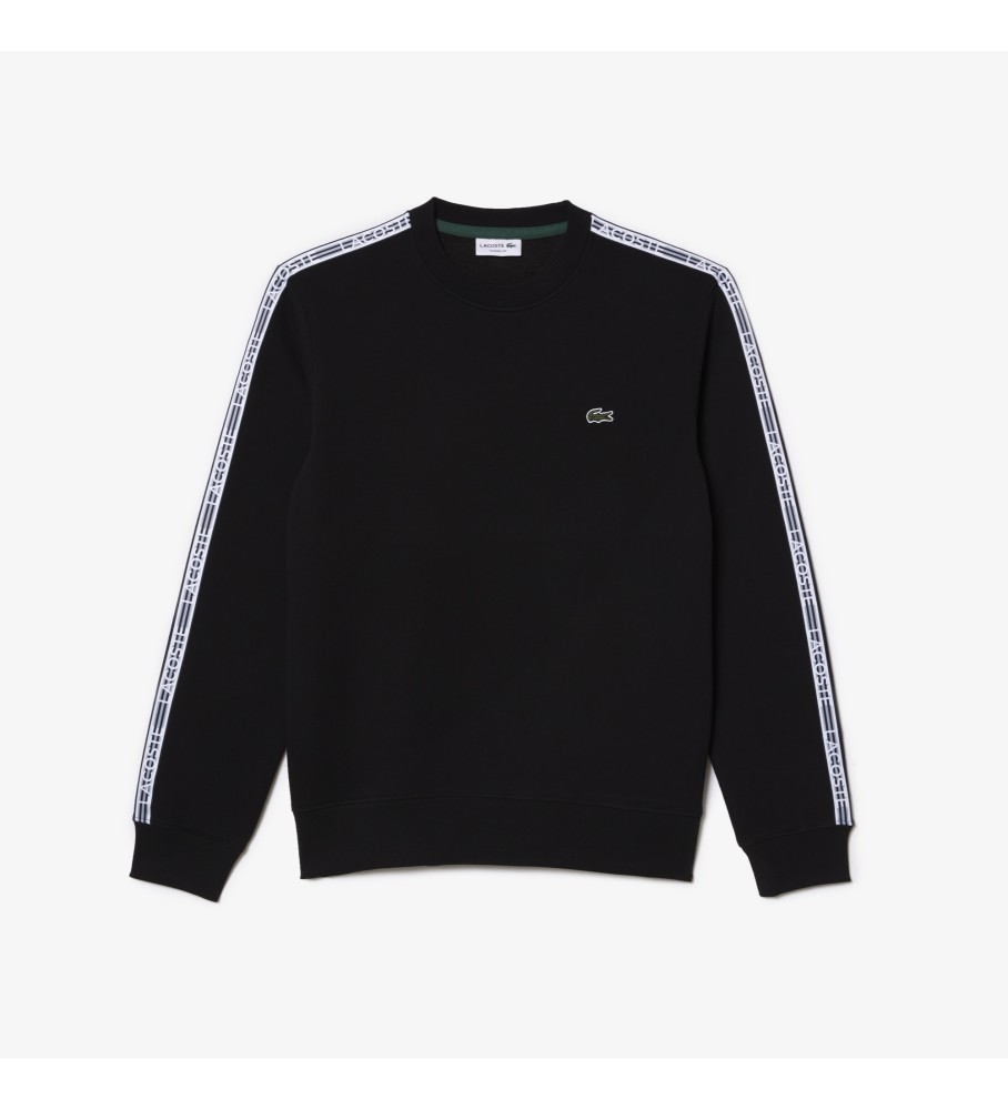 Moletom Lacoste de flanela com logo listrado preto