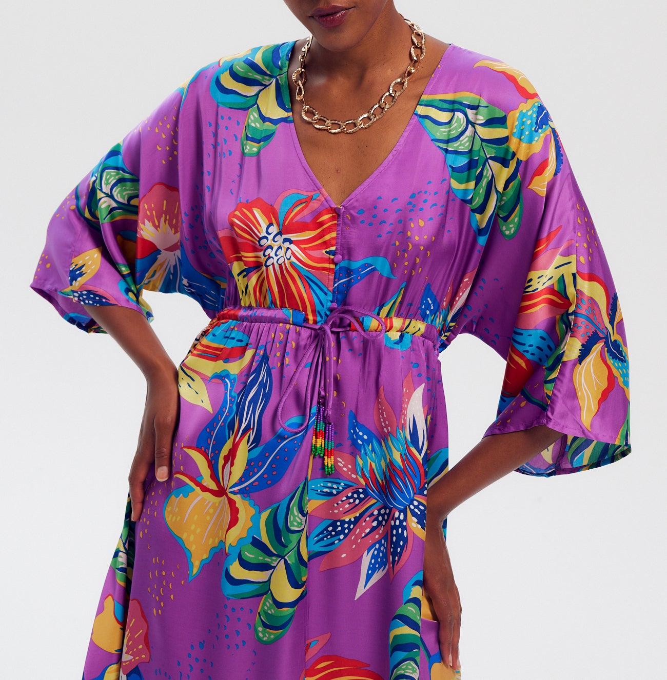 Robe longue imprimée - Imprimé violet