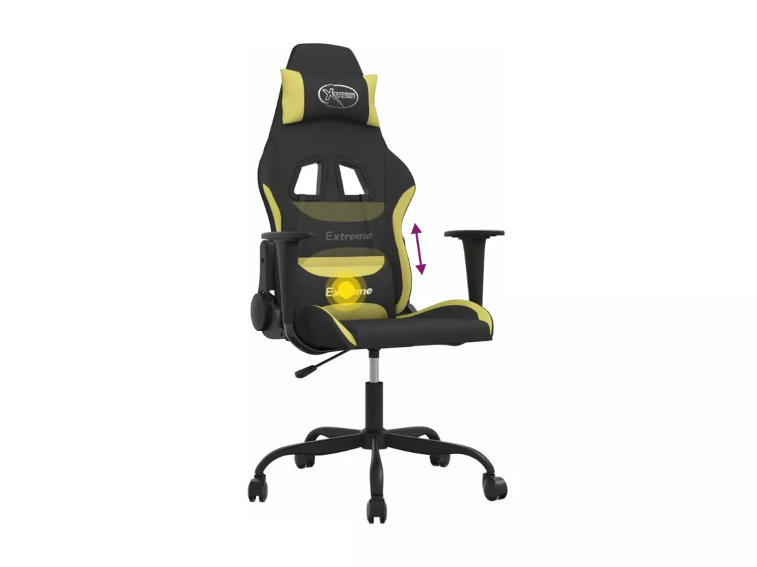 Chaise de jeu de massage Noir et vert clair Tissu