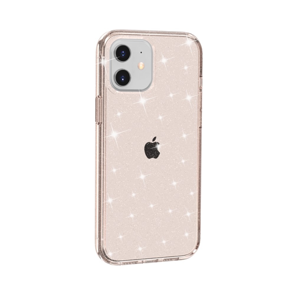 iPhone 12 / iPhone 12 Pro Hybrid Hardcase Schutzhülle im Glitzer Design - Gold / Transparent