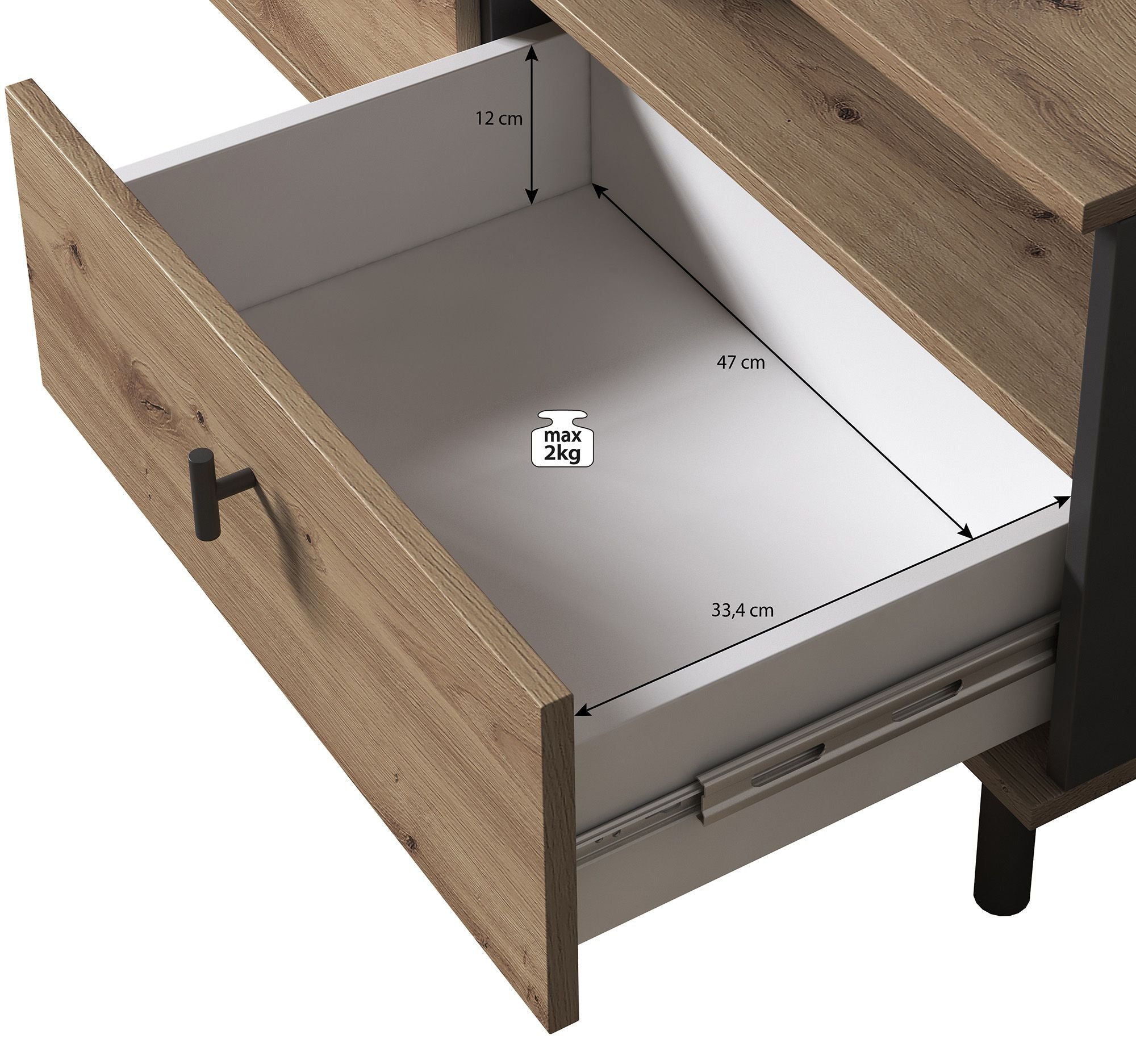 Marcos - TV-Meubel - Eiken/antraciet - 165 cm