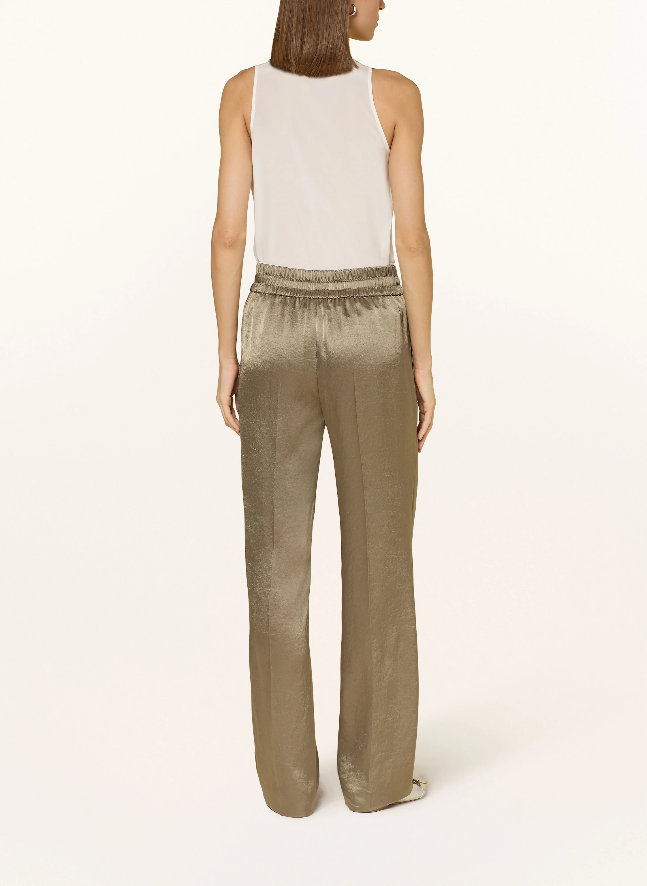 MARC CAIN Marlenehose aus Satin mit Schmucksteinen
