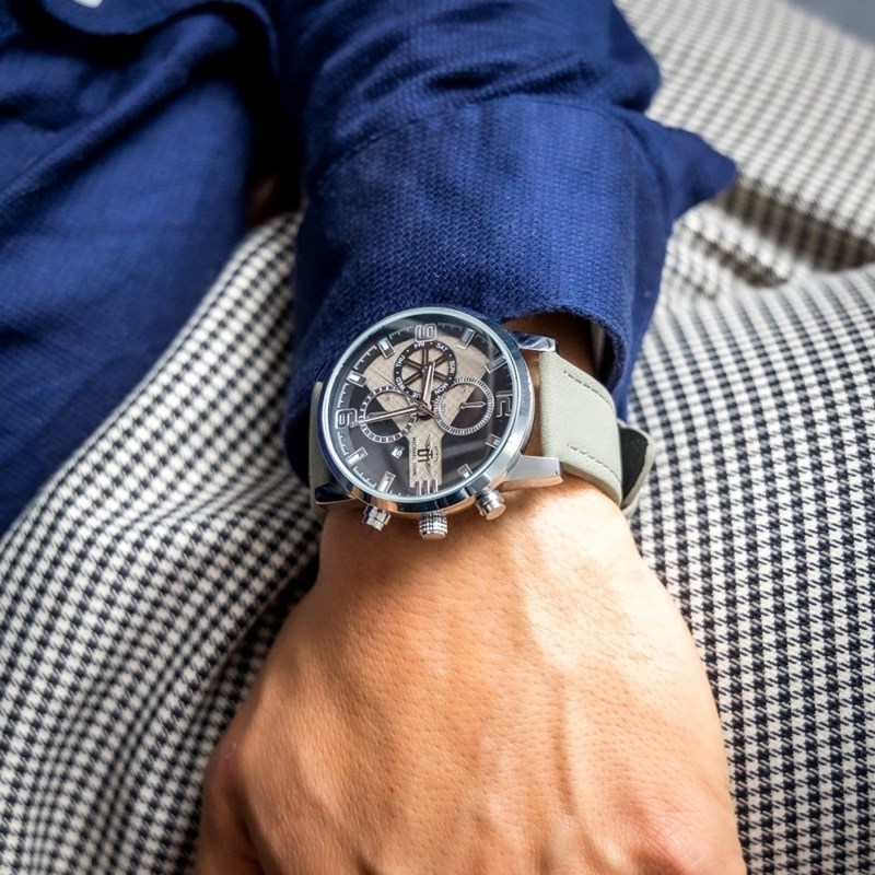 Montre Homme M. JOHN bracelet Cuir Gris