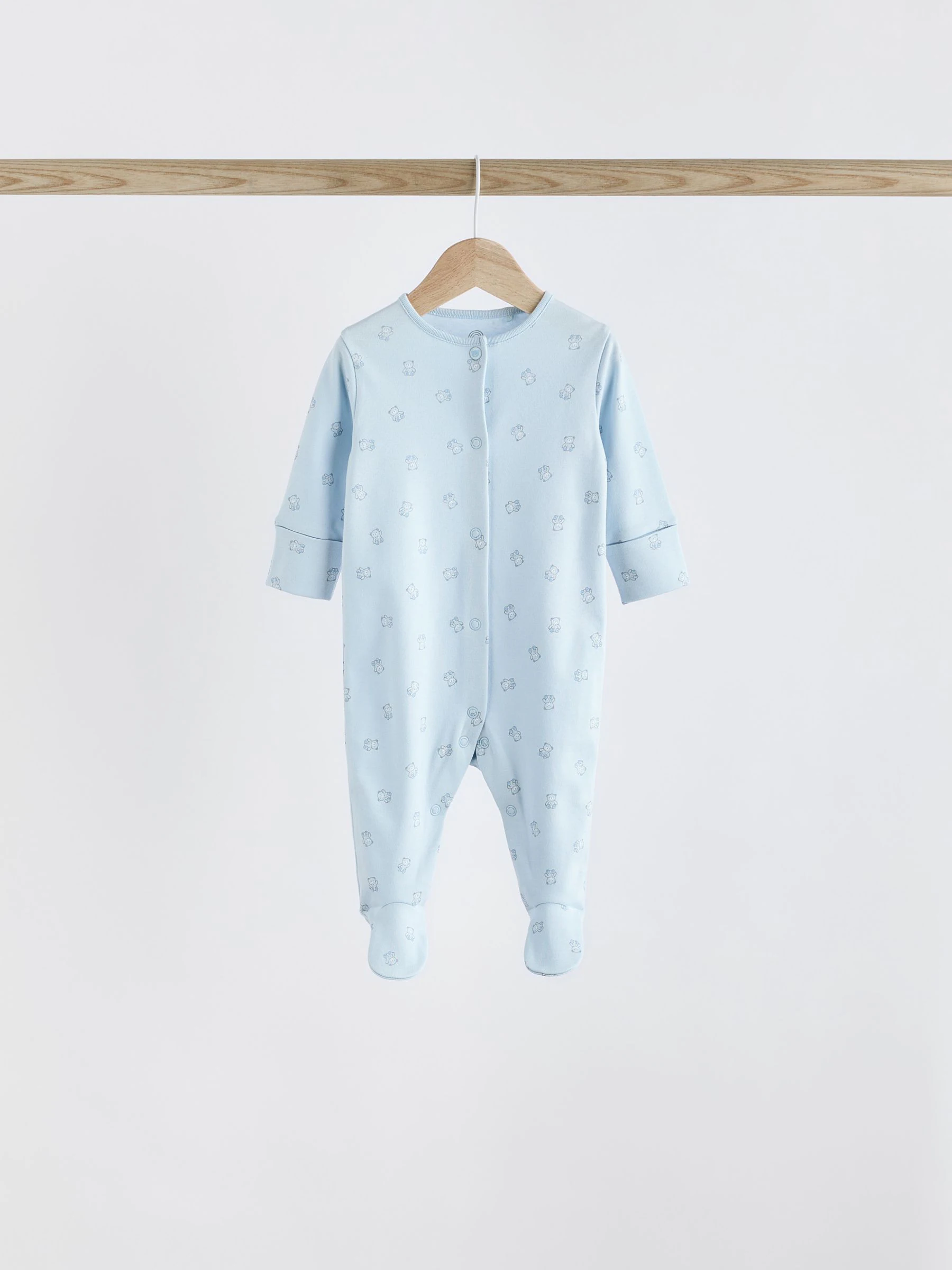Blauw - Babypyjama met berenprint (0-2jr)