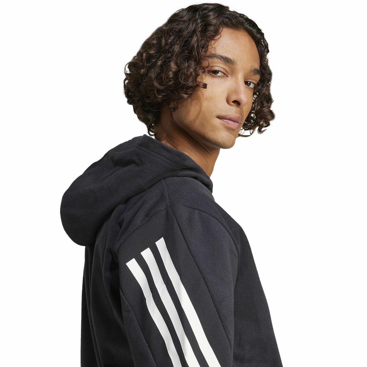 ADIDAS ROUPAS ESPORTIVAS<br>Moletom com zíper em fleece com 3 listras