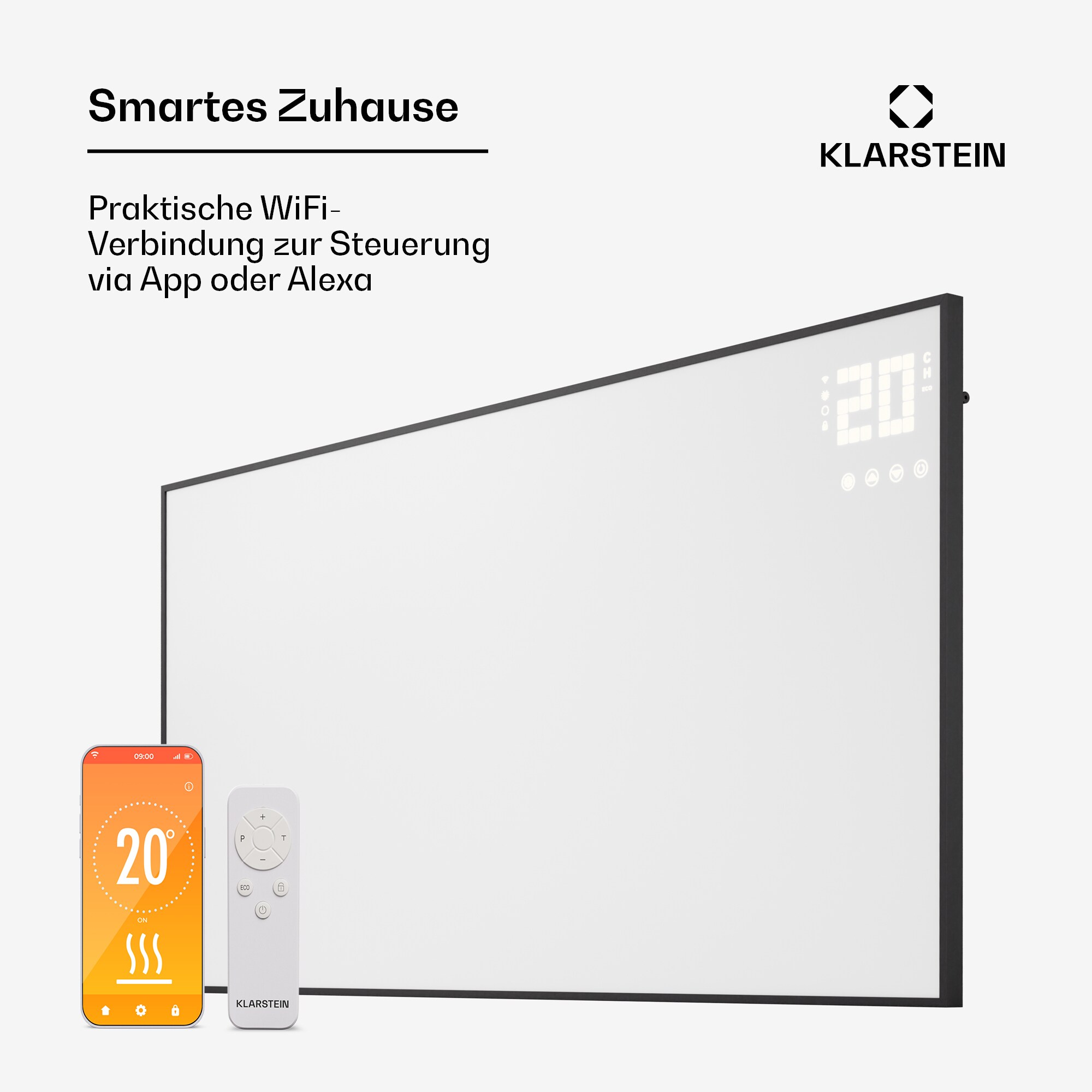 Wonderwall Smart Bornholm Infrarotheizung 130x65cm App 770W 770 Watt Schwarz