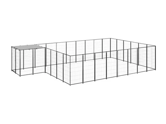 Chenil extérieur cage enclos noire 550 x 330 x 110 cm 02_0000497