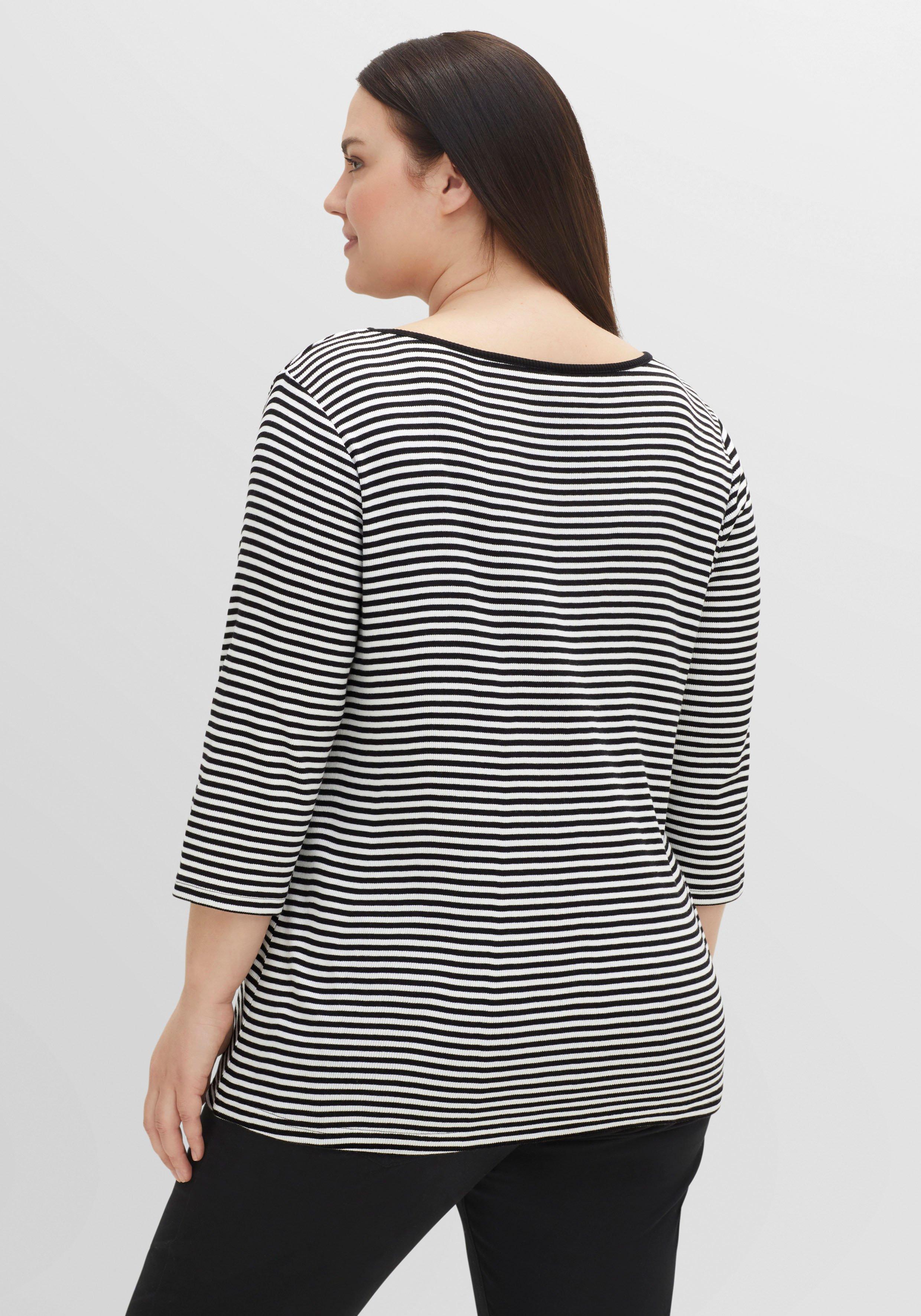 3/4-Arm-Shirt mit garngefärbten Ringeln