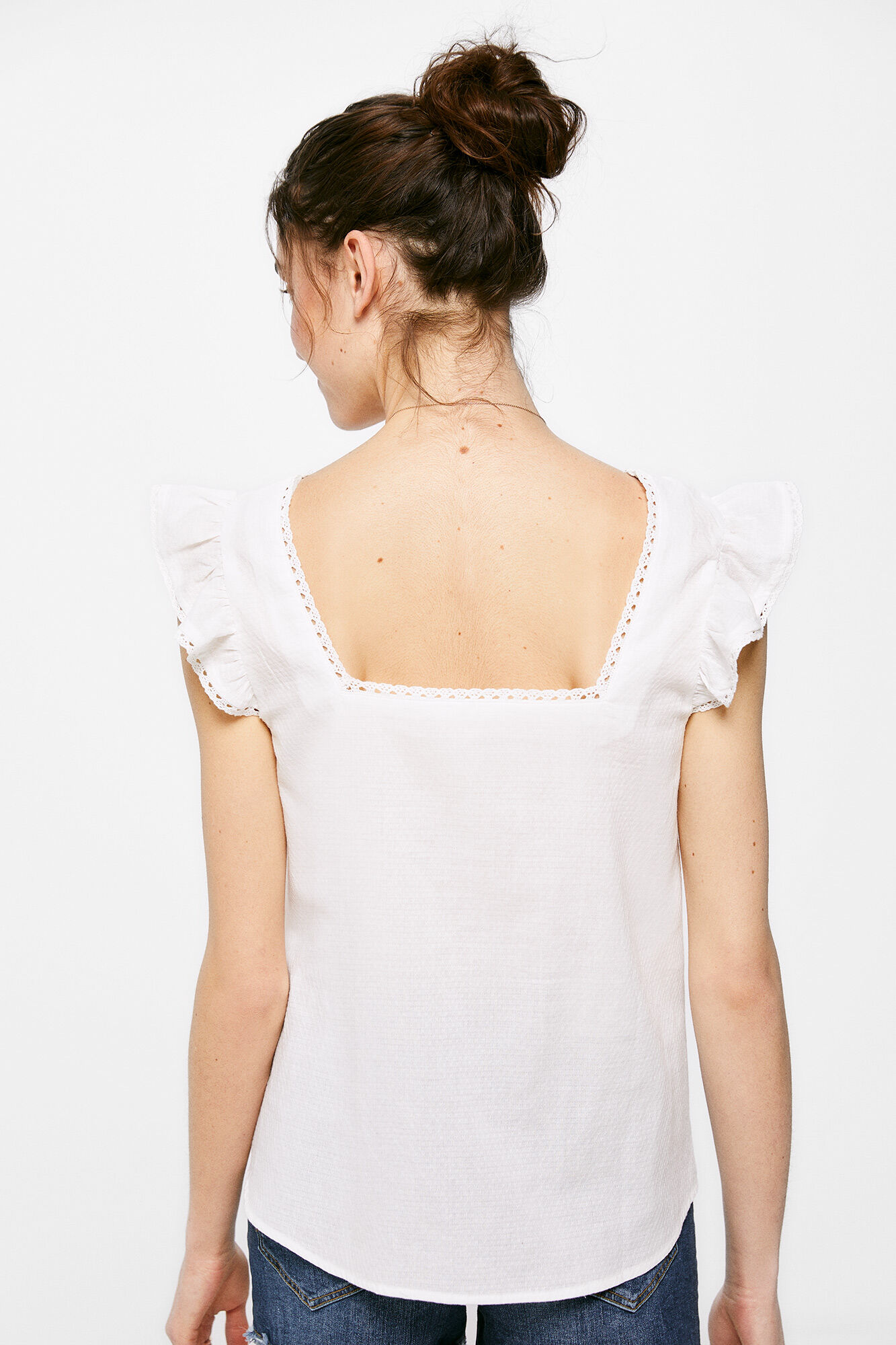 Blusa de renda de algodão - branca