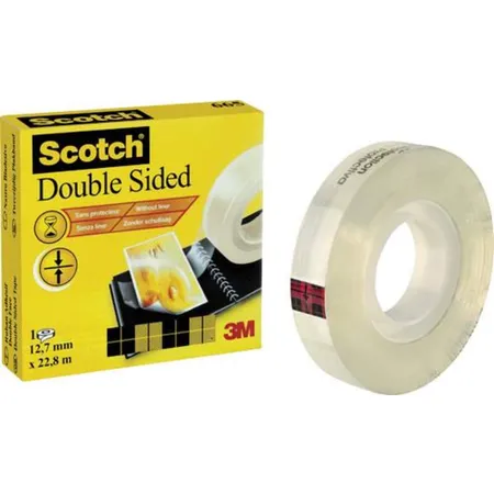 Scotch® Doppelseitiges Klebeband 665, Zellulose, Bandgröße (L x B): 22,8 m x 12 mm