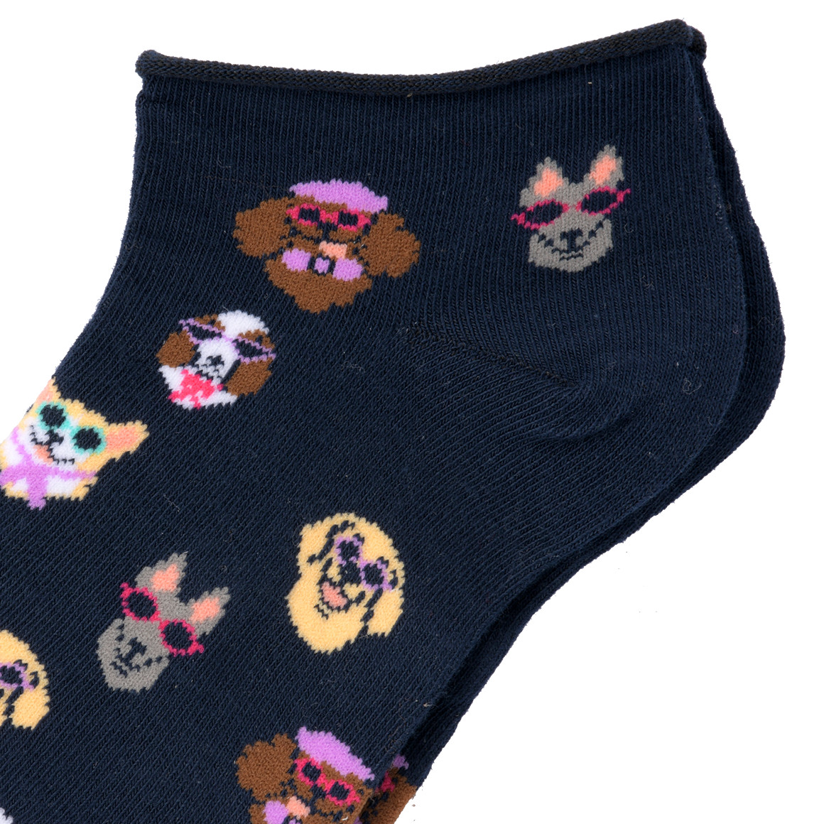 Gina Benotti 1 Paar Damen Sneaker-Socken mit Hunde-Motiven dunkelblau