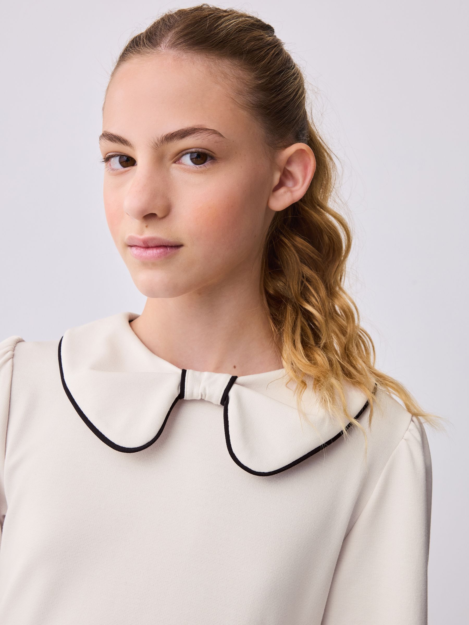 Crème - Baker by Ted Baker Bow Collar Pleated Ponte Dress