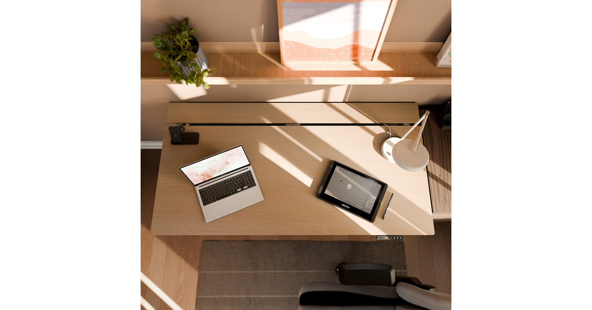 ArozziArena Nordico Sit/Stand Desk - Light Birch gaming desk  (Zwart)