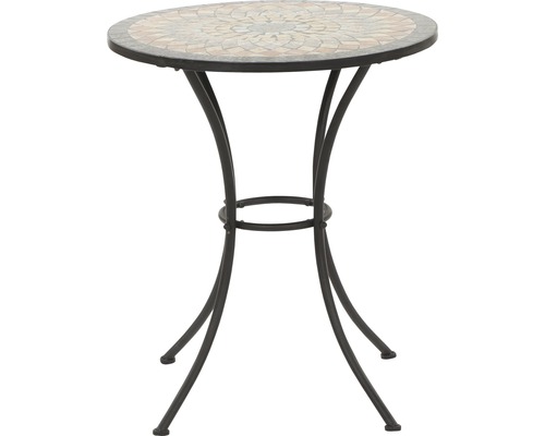 Siena Garden Prato balkontafel, steenmozaïeklook, Ø 60 H 69,5 cm, grijs