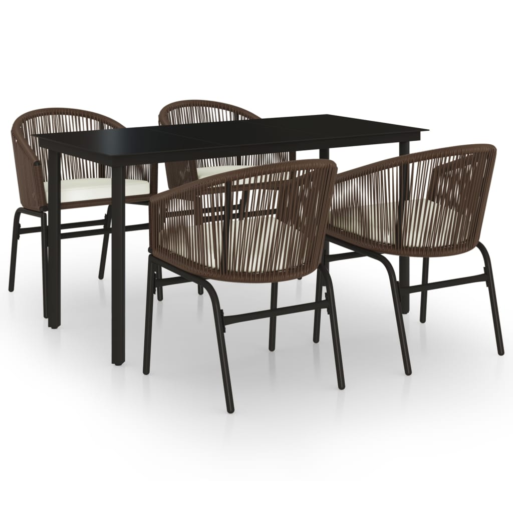 Ensemble de salle à manger de jardin meuble extérieur 5 pièces marron