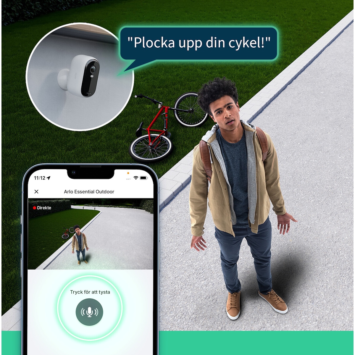 Arlo Essential 2K overvåkningskamera (3-pakning)