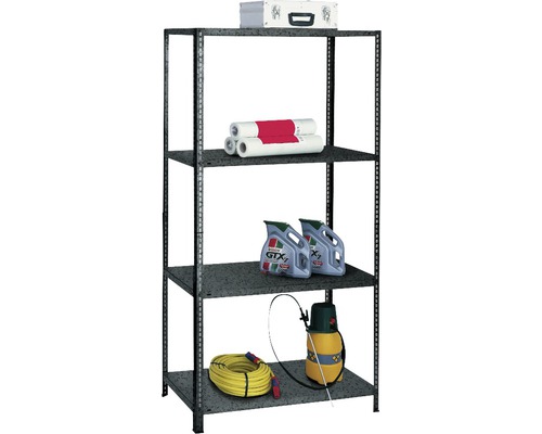 Schulte schroef-basisstelling, Küppergrau, 200x100x35 cm, 4 legplanken, hoekprofielen gedeeld, draagvermogen 340 kg