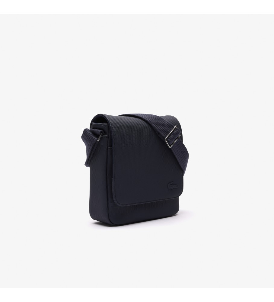 Bolsa transversal Lacoste com aba azul marinho