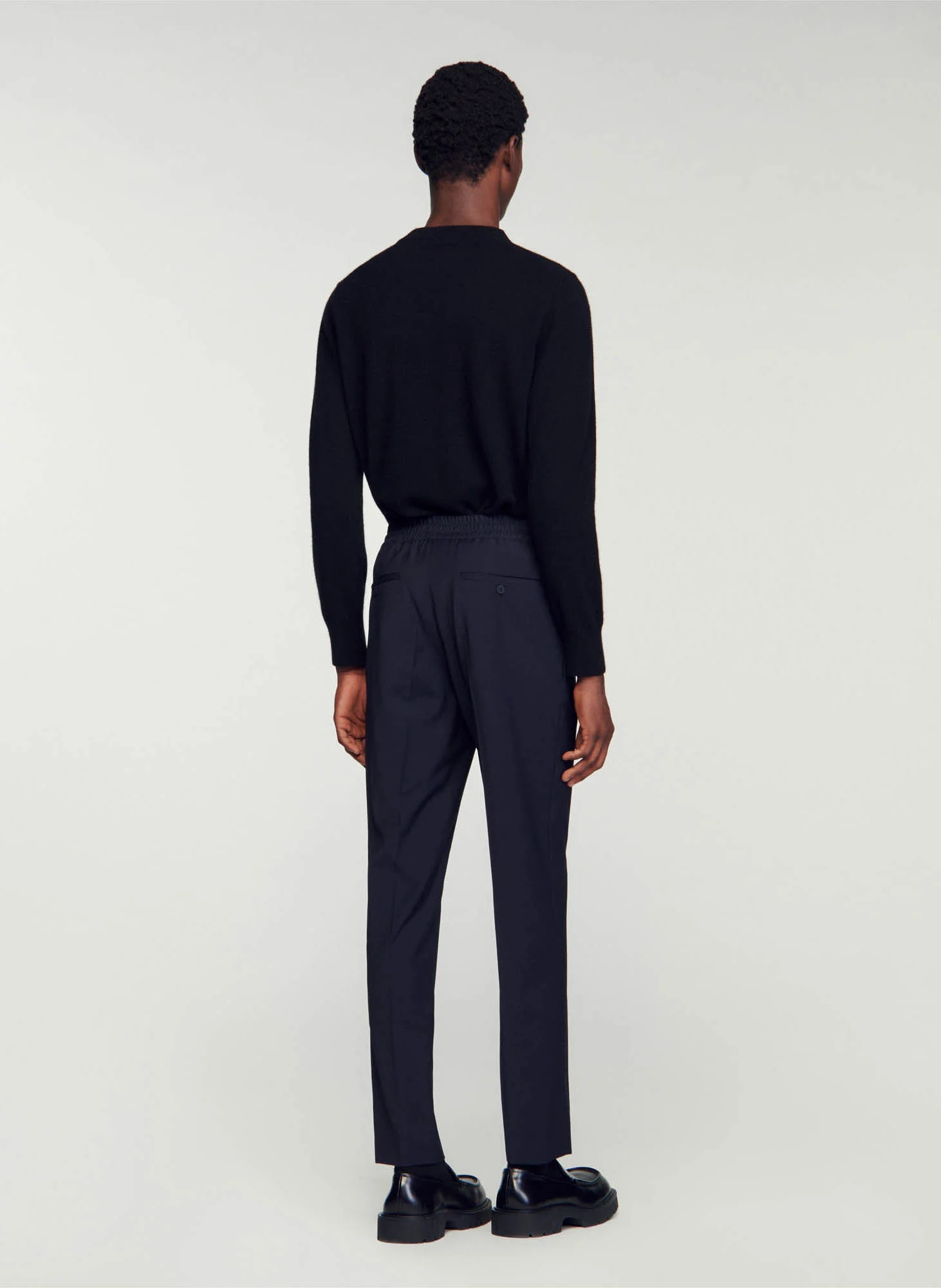 Pantalon droit élastiqué | Bleu