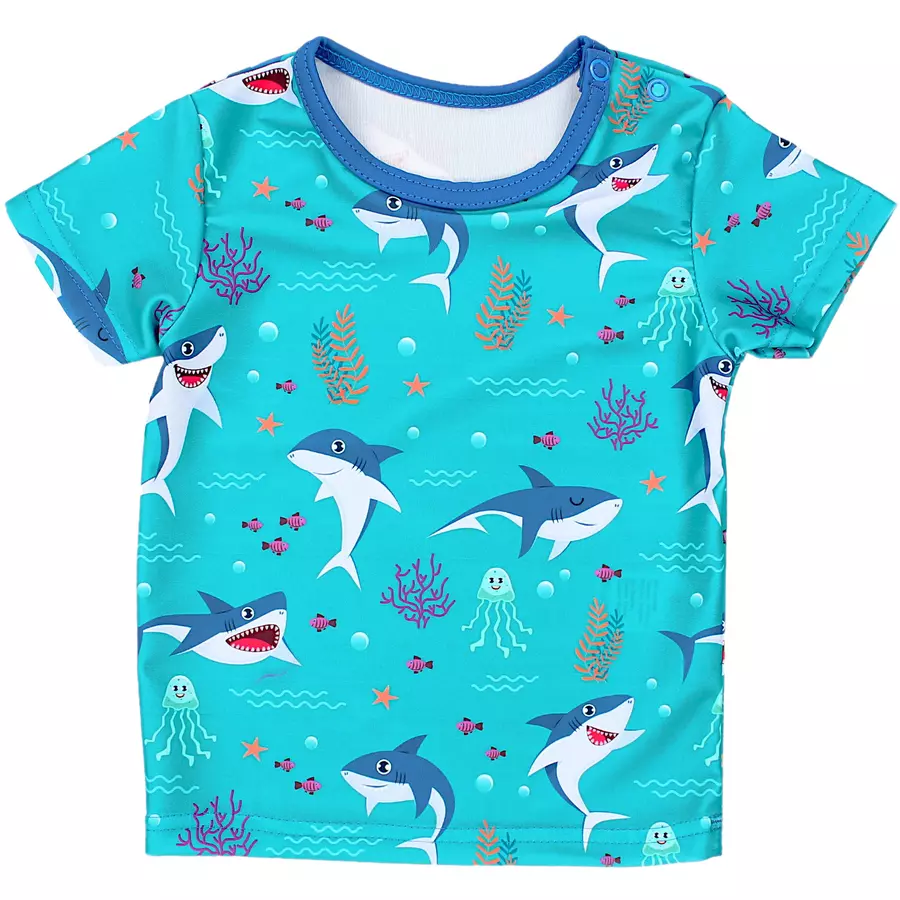 Aquarti Baby Jungen Bade-Set Zweiteiliger Badeanzug T-Shirt Hose türkis