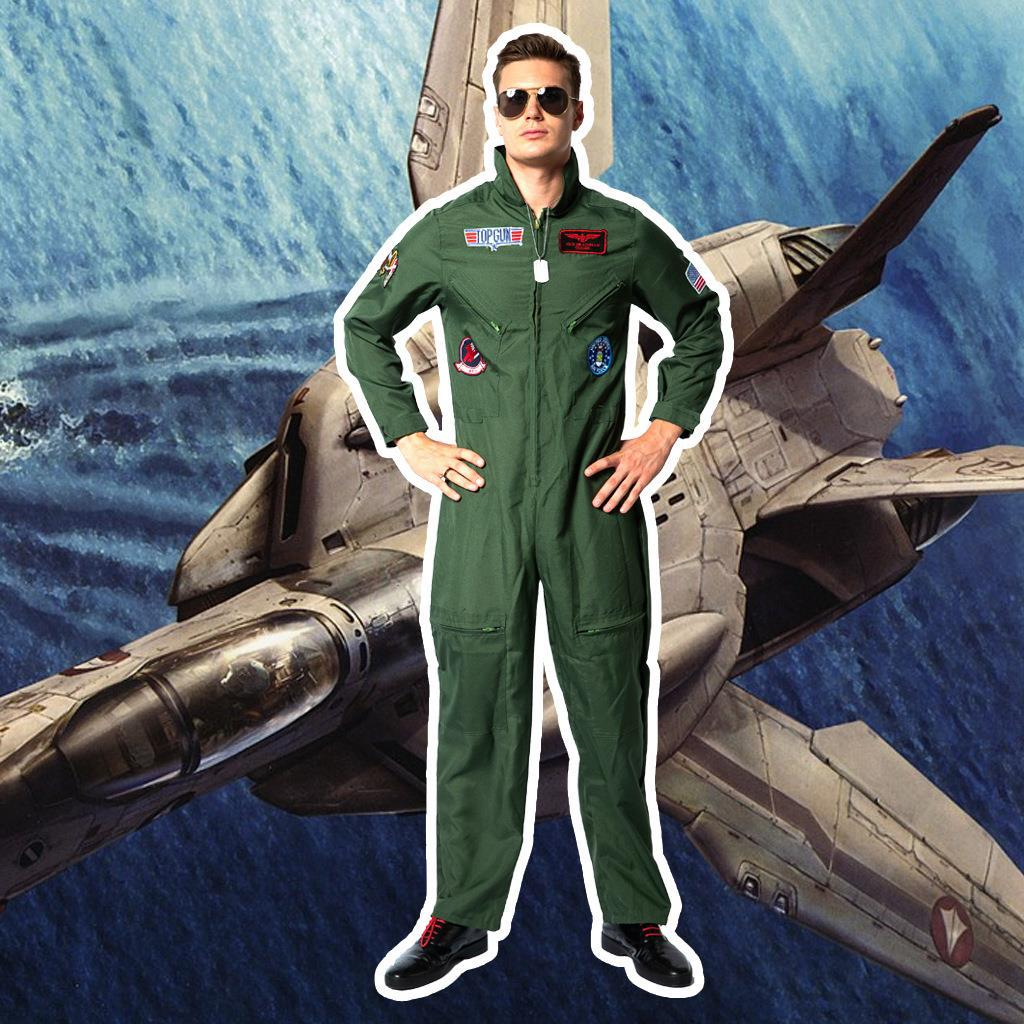 (160-180cm) Fasnachts Erwachsenen Kostüm Kampfjet Pilot Overall Verkleidung für Motto Partys / Halloween - Grün