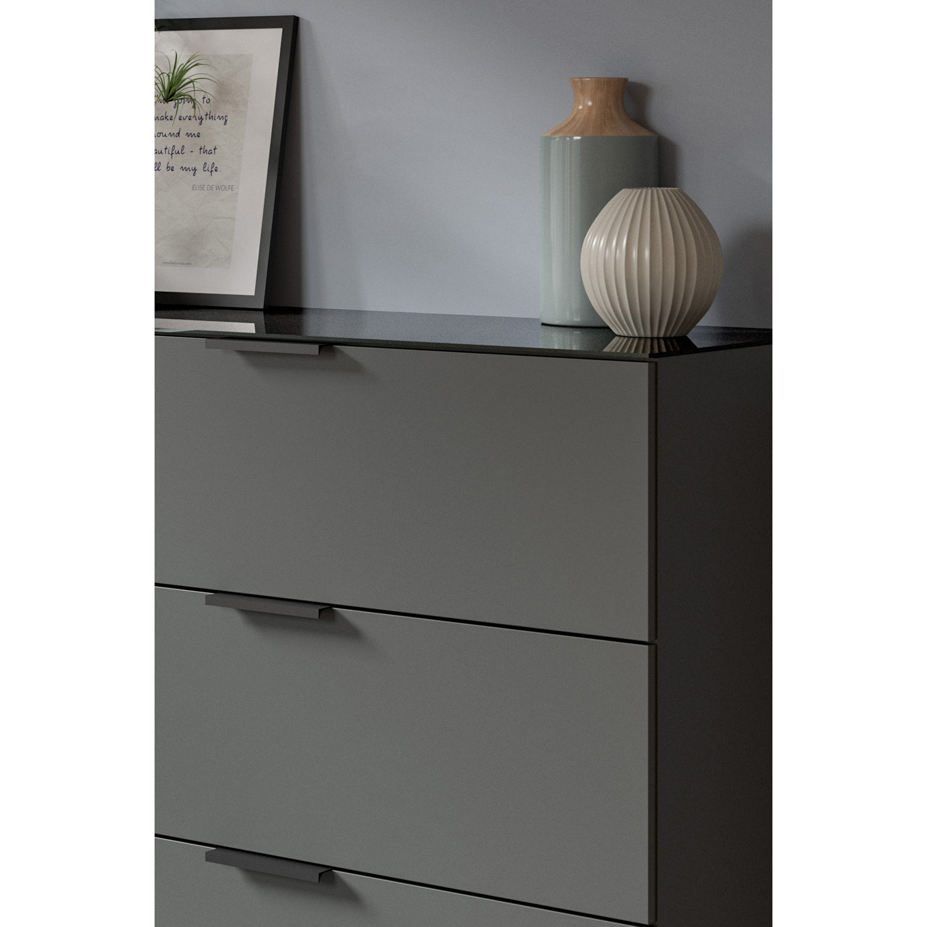 Sideboard RAY - anthrazit - Glasplatte - 135 cm