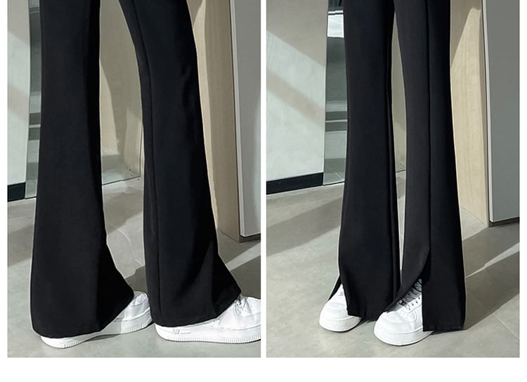 Shinsei - Hoge taille effen wijde broek met splitten