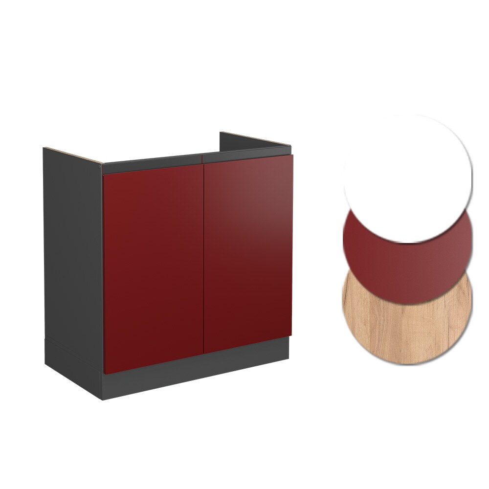 Vicco Spülenunterschrank Küchenschrank Küchenmöbel R-Line J-Shape Anthrazit Rot 80 cm modern