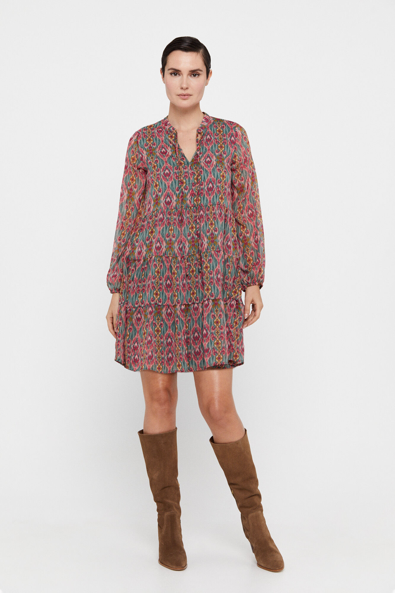 Vestido curto reciclado - Estampa verde