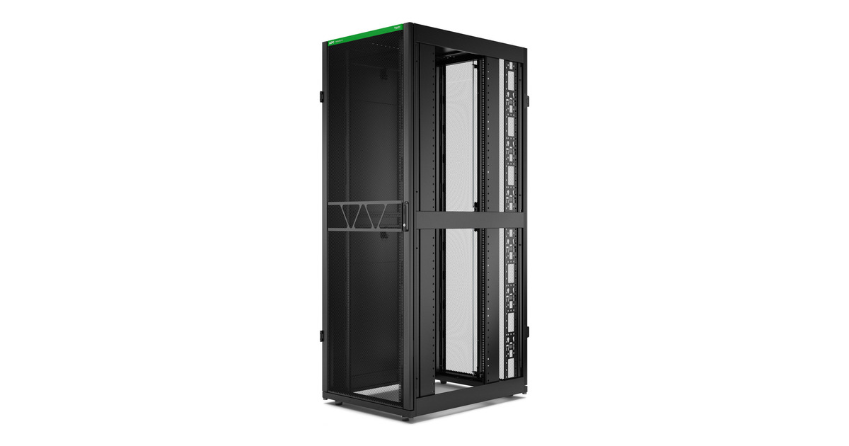 APCNetShelter SX Gen 2 AR3187B2, 48U server rack  (Zwart/groen, 80(b) x 225,8(h) x 107(d) cm, met zijkanten)