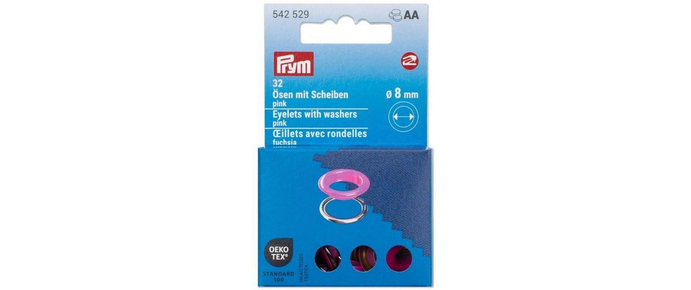 Ösen mit Scheiben, 8 mm Pink, SilberNähfreie Ösen