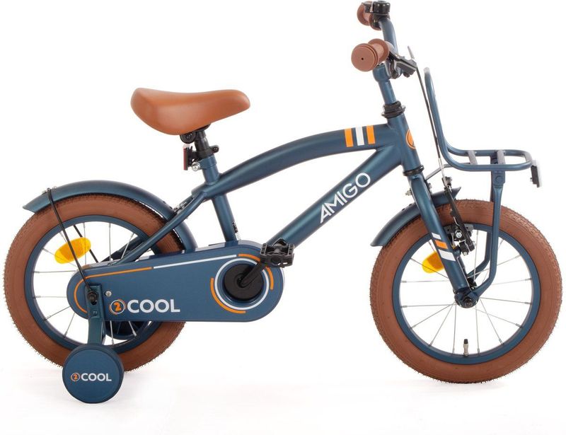 AMIGO - 2Cool 2.0 - Kinderfiets - Bold Navy - Bruine Details - 14 Inch