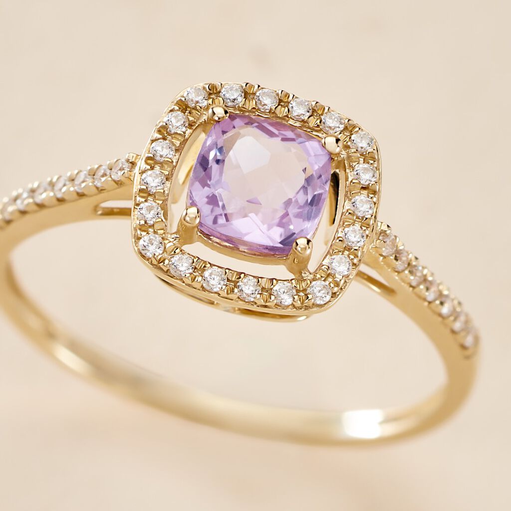 Bague Adrienna Or Jaune Améthyste Oxyde De Zirconium