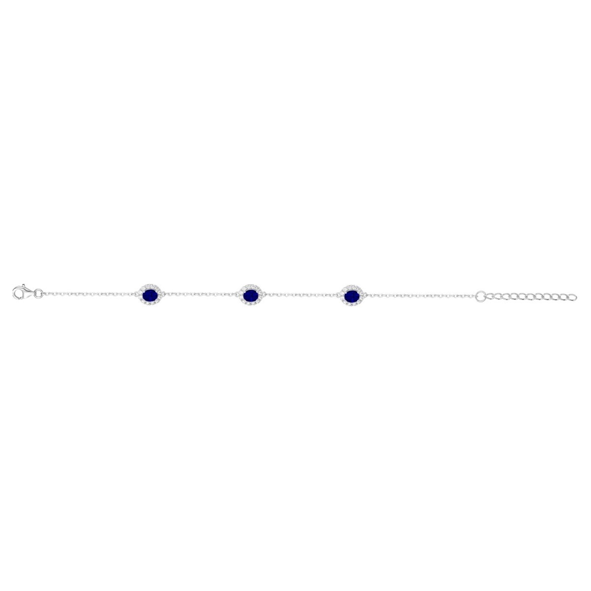 Bracelet souple multi-motifs en Argent avec spinelle bleu saphir