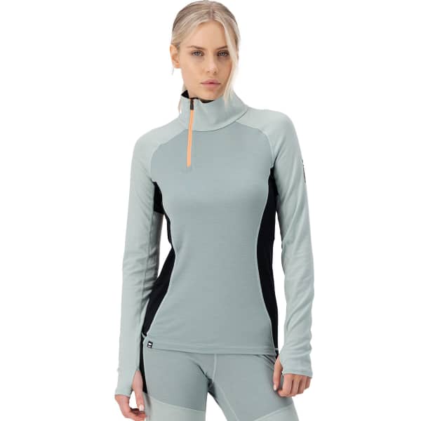 T-shirt thermique MONS ROYALE W OLYMPUS HALF ZIP GLACIER/DEW/BLACK