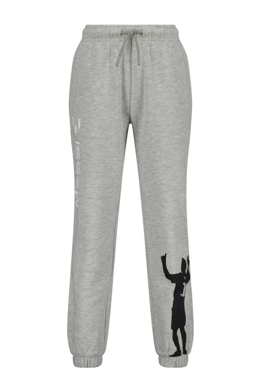 Messi loose fit joggingbroek Silhouette met printopdruk grijs melange