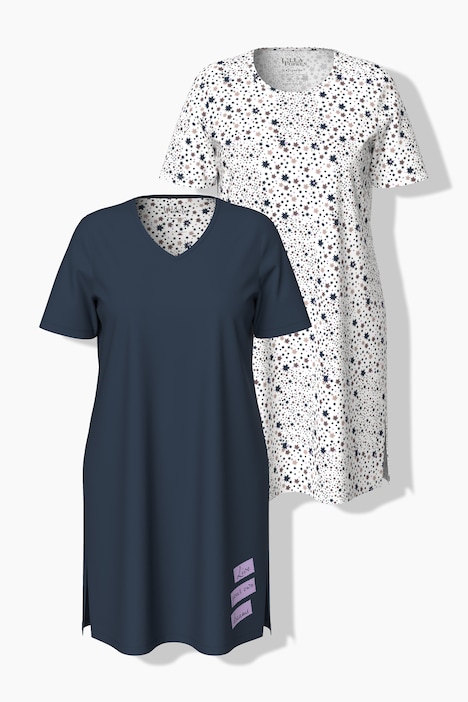 Bigshirts, 2er-Pack, Rundhals-/V-Ausschnitt, Halbarm