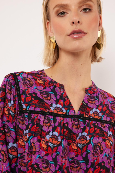 Fluresk paarse dames blouse