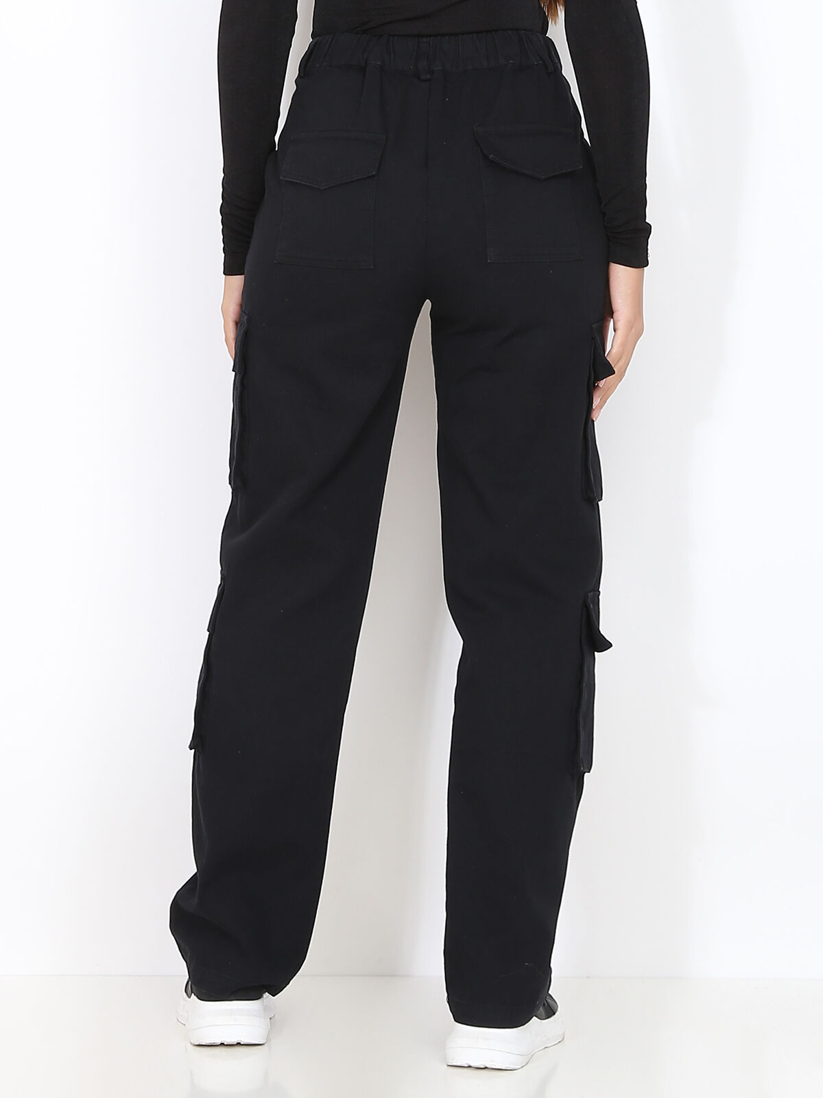 Pantalon cargo taille haute- Noir