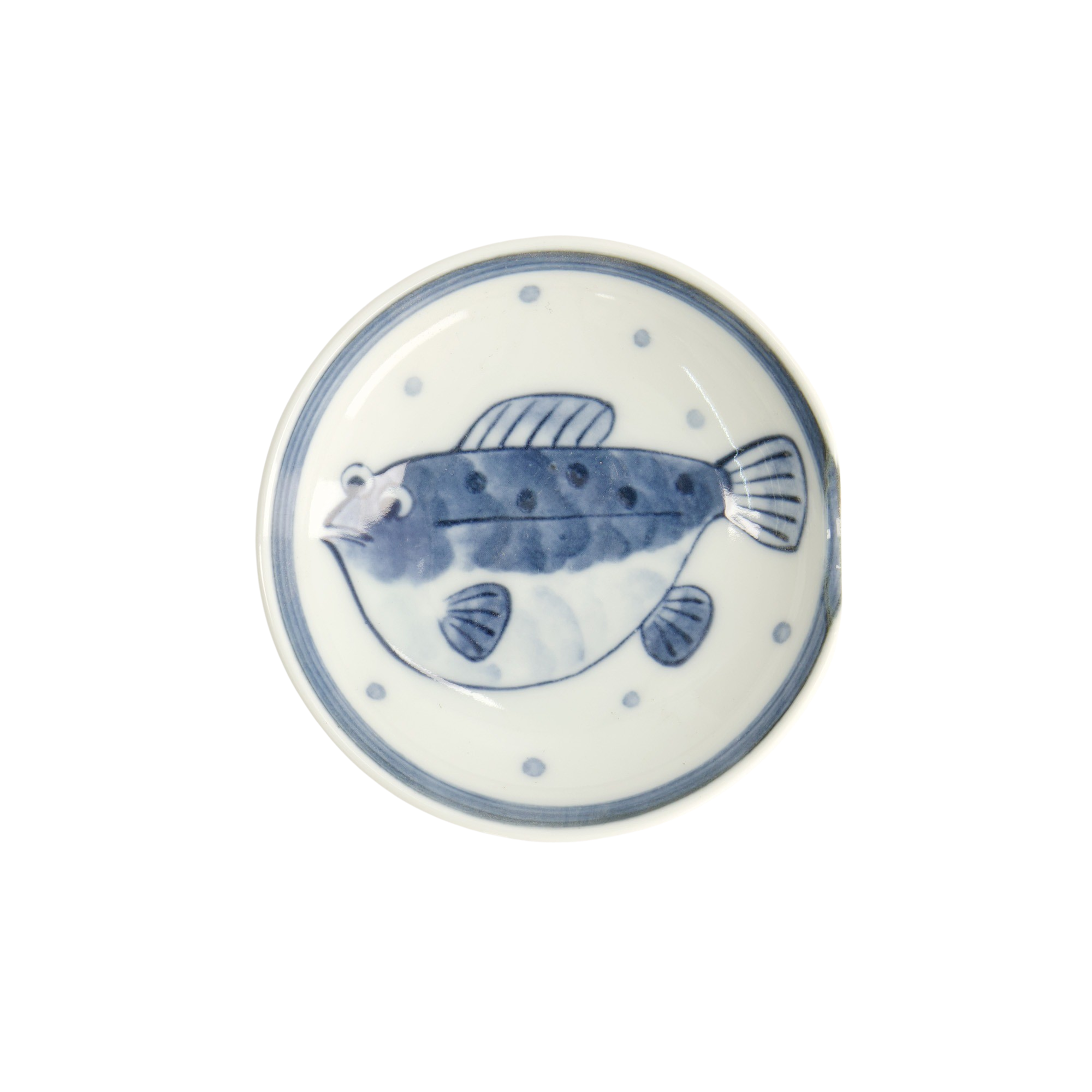 Tokyo Design Studio  Blowfish skål med spisepindeholder, blå/hvid - Ø9,4 cm.