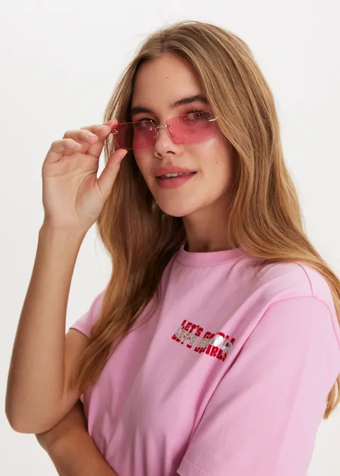 Zonnebril met rechthoekige glazen roze (ROS)